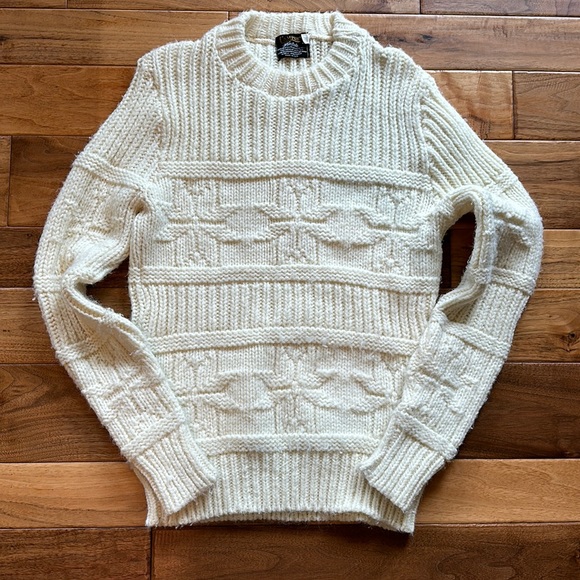 Vtg 70s Campus snowflake fisherman sweater